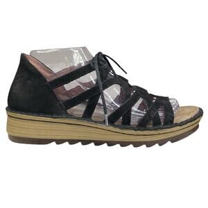 NAOT Women's Yarrow Black Suede Lace Up Sandal Size 39 US 8